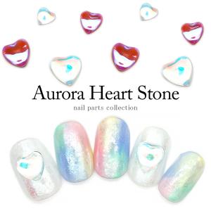 [ネコポス]ラインストーン ガラス製 オーロラハートストーン[S/M/L]全2色