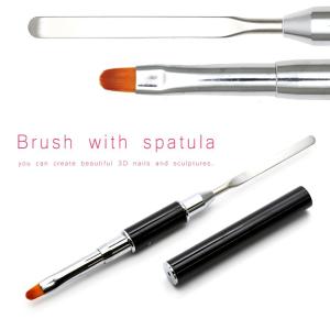 [ネコポス]ネイルツール スパチュラ付きジェルブラシ