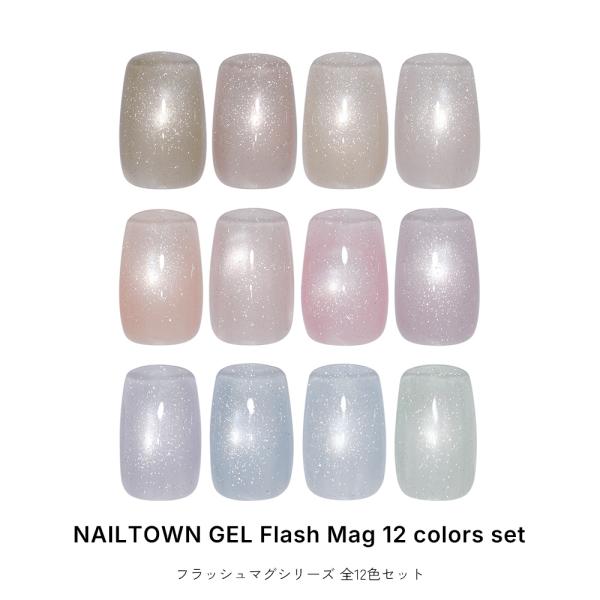 [ネコポス送料無料]全色セット マグネットネイル ネイルタウンジェル ポリッシュタイプ フラッシュマ...