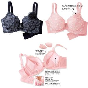 70％オフ 花びらを重ねたようなお花モチーフブラ (3/4カップブラジャー・ワイヤー入り)ブラジャー 3/4カップブラ 　Dカップ｜decora10