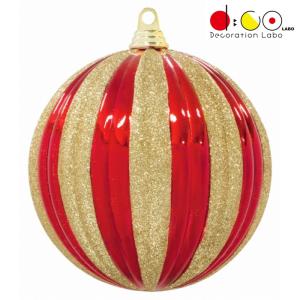 200ｍｍストライプボール グリッター 1ヶ/パック OXM14903L クリスマス デコレーション 飾り オーナメント ボール グリッター 20cm｜decorationlabo