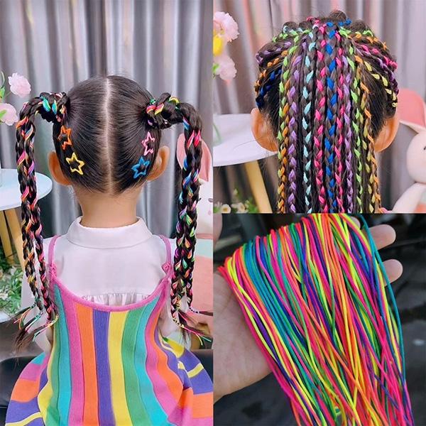 送料無料 キッズ  子ども用 ヘアロープ 編み込みロープ 10ピースセット エクステ風 カラフル マ...