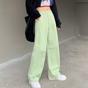 パステルカラー カジュアルパンツ ストレート ワイドレッグ ハイウエスト ルーズ 韓国系 ストリート系 ストリートファッション レディース Y4a137 韓国系ダンスウェアdecorative 通販 Yahoo ショッピング