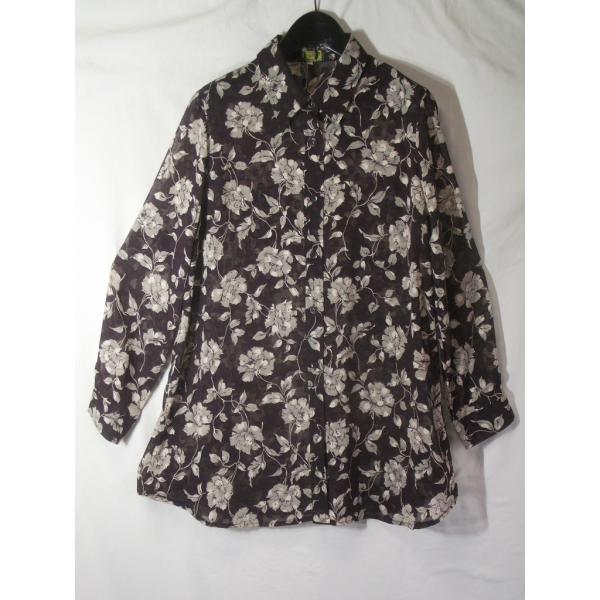 ブラウス　 花柄プリント　カットドビー