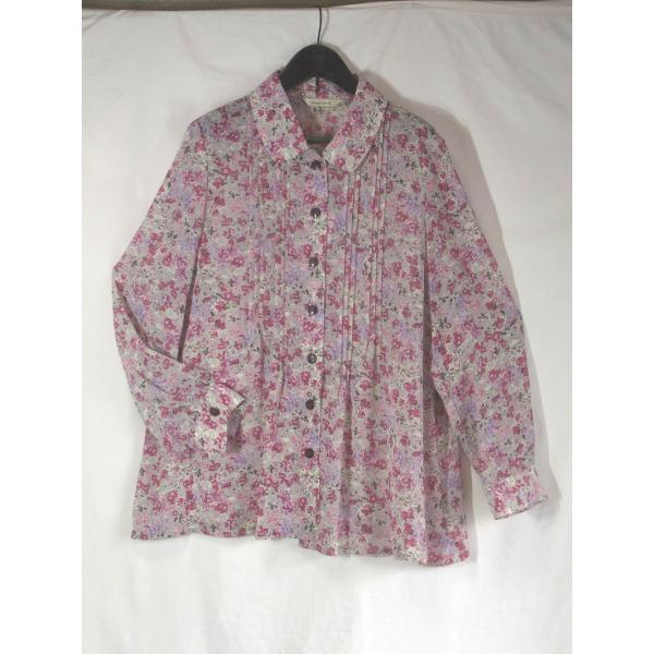 ブラウス　シフォン　小花柄プリント