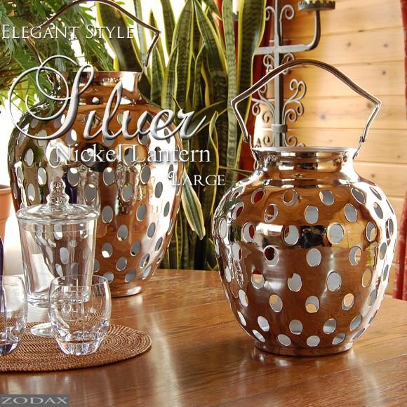 アメリカZODAX社　シルバー　ニッケル　ランタン（L）　キャンドルホルダー　キャンドルスタンド　ア...