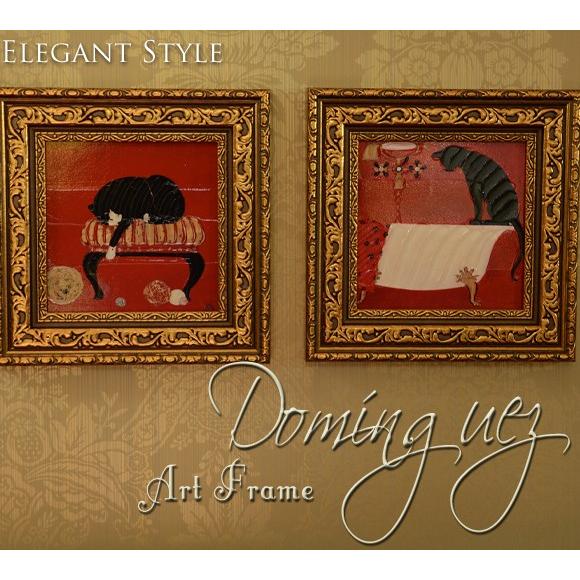 ネコのアートフレーム ドミンゲス 壁飾り 壁掛け ウォールデコレーション アートパネル 絵 インテリ...