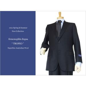 ［2011春夏モデル］新品！Ermenegildo Zegna/エルメネジルドゼニア”TROFEO”「国内オーダー工場仕立」ブラック黒シャドーストライプ２Ｂスーツ(A/AB/BB体)