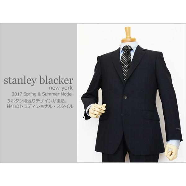 2017春夏新作モデル スタンリーブラッカー 濃紺ネイビー 窓枠柄ウインドペン インビスタ社 クール...