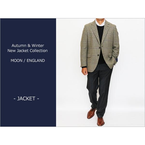 ジャケット テーラード ブレザー 秋冬 新品 英国 MOON ムーン ツイード 淡茶ベージュ系 ガン...