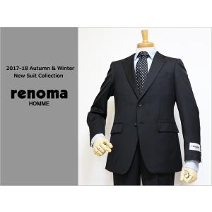 スーツ メンズ 2017-18秋冬モデル renoma レノマ homme オム DROP6.5 クラシコ系スリム 黒ブラック水玉シャドーストライプ 2ボタンスーツ (A/AB体)｜decte