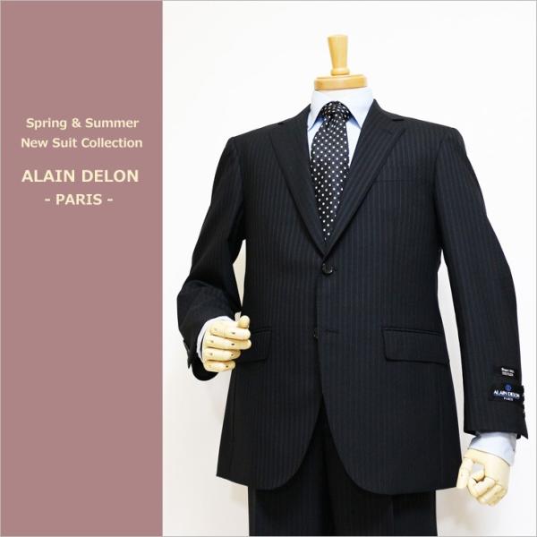 スーツ メンズ 2019 春夏 新作 ALAIN DELON アランドロン 黒ブラック 9.5mm ...