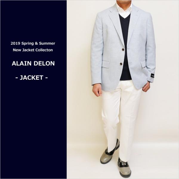 ジャケット テーラード ブレザー 2019 春夏新作 アランドロン 爽快な麻ライク シアサッカー風 ...