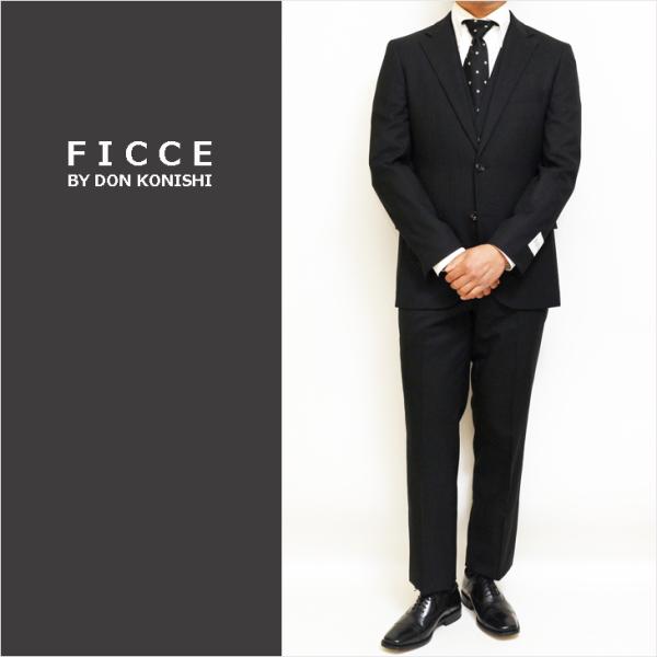 スーツ メンズ 2025 新作 通年 春夏 秋冬 オールシーズン FICCE フィッチェ 黒ブラック...