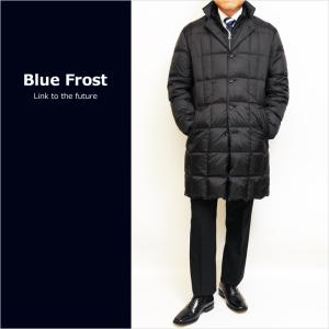 メンズ コート 2021-22 新作秋冬 Blue Frost ブラック黒無地 撥水加工 650フィルパワー プレミアムダウン使用 ウインドストッパー付き ダウンコート｜decte