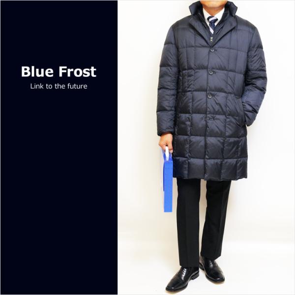 メンズ コート 2021-22 新作秋冬 Blue Frost ネイビー紺無地 撥水加工 650フィ...