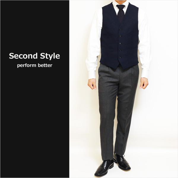 メンズ 前開き ベスト ジレ 2023 新作 春夏 Second Style ジャケット スーツ に...