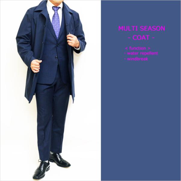 2024 新作 新品 アパレル営業マンご用達 メンズ ステンカラーコート 撥水 防風 ネイビーブルー...