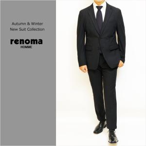 SALE スーツ メンズ 新作 新品 秋冬 renoma homme レノマ オム ブリスタージャガード ニット 黒ブラック無地系 2つボタン 次世代 スリム型