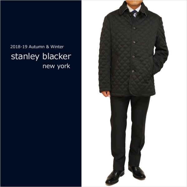 メンズ 中綿 コート ジャケット 2018-19秋冬新作 スタンリーブラッカー 灰グレー杢 無地 キ...