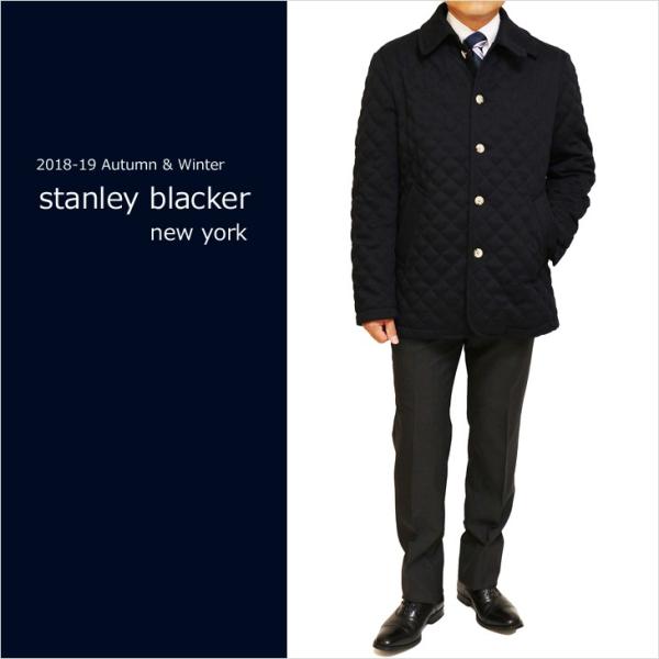 メンズ 中綿 コート ジャケット 2018-19秋冬新作 スタンリーブラッカー 濃紺ネイビー無地 キ...