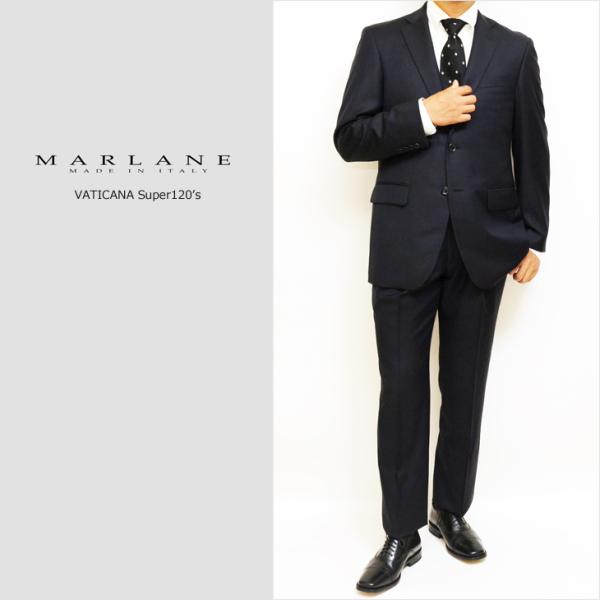 スーツ メンズ 新作 秋冬 マルラーネ Super120's 「国内オーダー工場生産」 濃紺ネイビー...