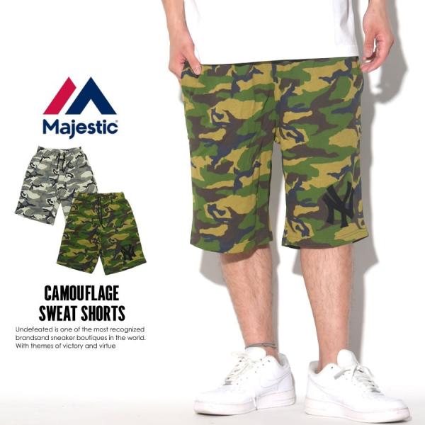 マジェスティック ハーフパンツ スウェット ショートパンツ メンズ ニューヨーク・ヤンキース ロゴ ...