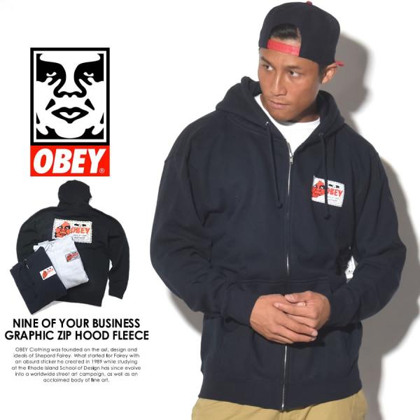 オベイ OBEY スウェットジップアップパーカー メンズ 裏起毛 大きいサイズ NONE OF YO...