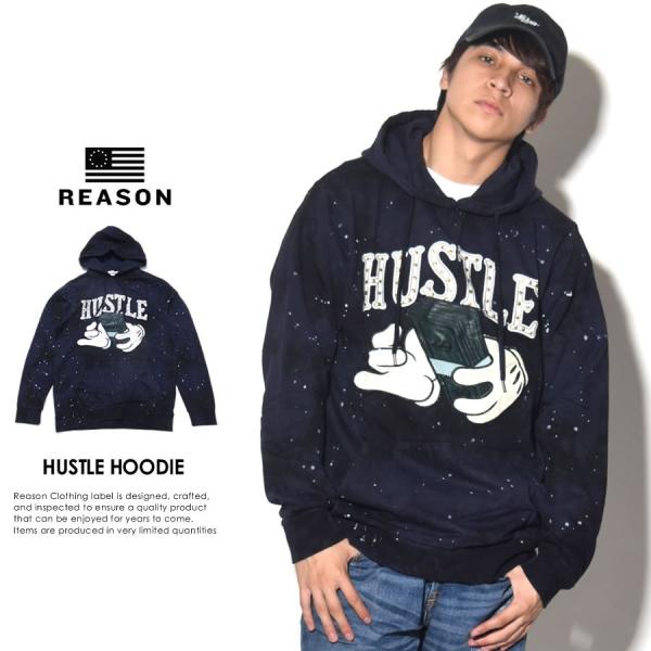リーズン REASON スウェットプルオーバーパーカー メンズ ワッペン スタッズ HUSTLE H...