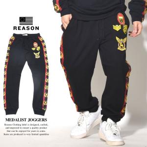 リーズン REASON スウェット ジョガーパンツ メンズ 裏毛 サイドライン＆ワッペン MEDALIST JOGGERS W8-6｜deep