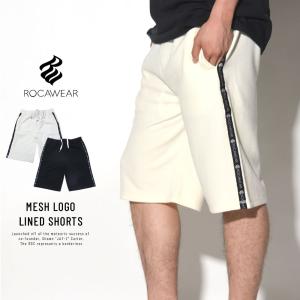 ロカウェア ハーフパンツ メッシュ スウェット ショートパンツ メンズ ROCAWEAR MESH LOGO LINED SHORTS RW181K42｜deep