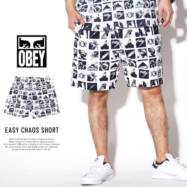 オベイ ハーフパンツ ショートパンツ メンズ 総柄 OBEY EASY CHAOS SHORT 17...