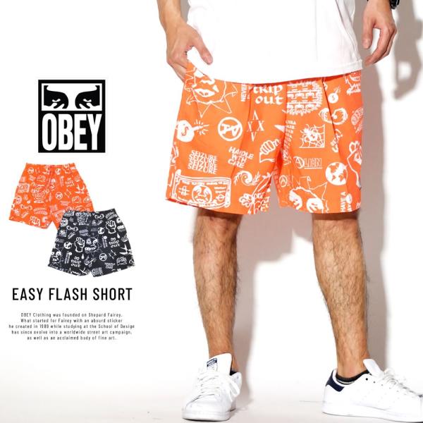 オベイ ハーフパンツ ショートパンツ メンズ 総柄 OBEY EASY FLASH SHORT 17...