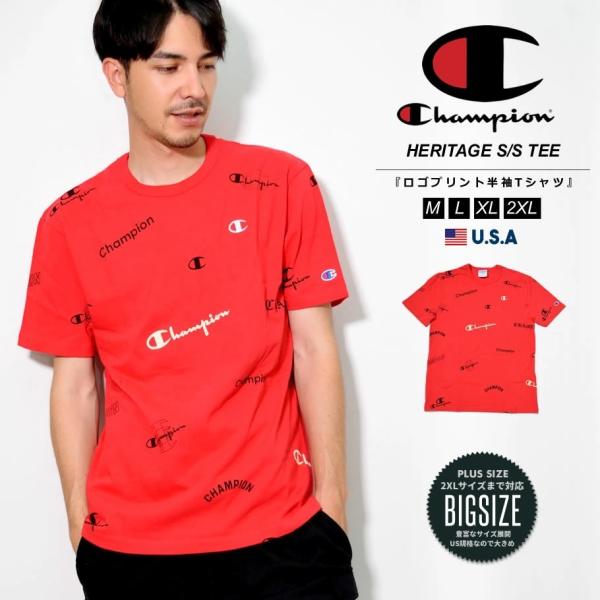 Champion チャンピオン Tシャツ メンズ ロゴプリント 総柄 おしゃれ ブランド アメカジ ...