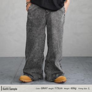 デニムパンツ メンズ 大きいサイズ ワイド ゆ...の詳細画像1