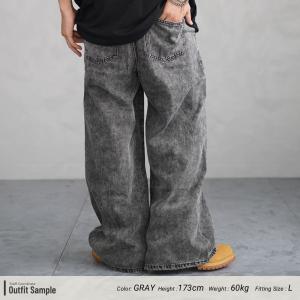 デニムパンツ メンズ 大きいサイズ ワイド ゆ...の詳細画像2