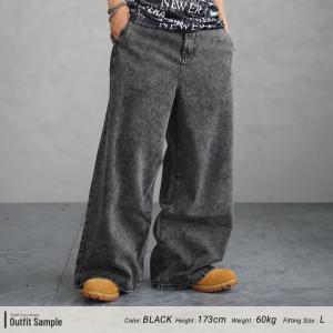 デニムパンツ メンズ 大きいサイズ ワイド ゆ...の詳細画像3