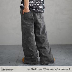 デニムパンツ メンズ 大きいサイズ ワイド ゆ...の詳細画像4