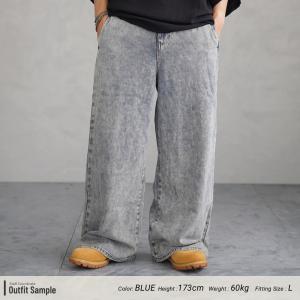 デニムパンツ メンズ 大きいサイズ ワイド ゆ...の詳細画像5