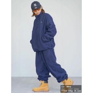 オーバーサイズ スタンドカラー フリース セットアップ メンズ