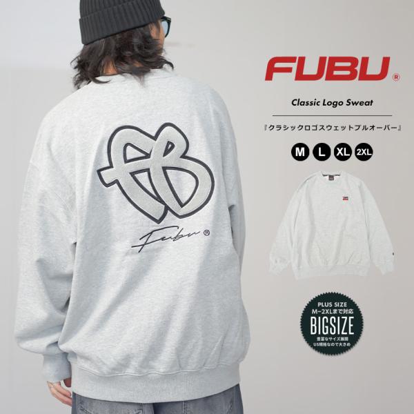 FUBU フブ トレーナー メンズ 裏毛 スウェット ピグメント ワッペン ホワイト M L XL ...