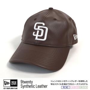 ニューエラ キャップ メンズ レディース NEW ERA 9TWENTY Synthetic Leather シンセティックレザー サンディエゴ・パドレス ブラウン 13751061｜deep