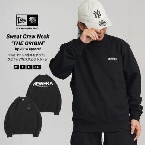 ニューエラ トレーナー メンズ NEW ERA 裏毛 スウェット クルーネック The Origin ブラック 13755308｜deep