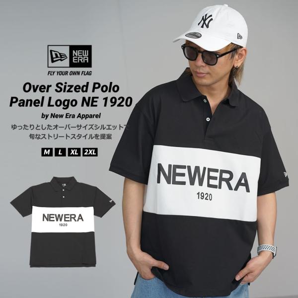 ニューエラ ポロシャツ メンズ NEW ERA 半袖オーバーサイズドポロシャツ Panel Logo...
