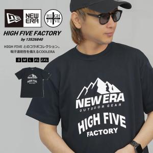 ニューエラ Tシャツ メンズ レディース 吸汗速乾 NEW ERA 半袖パフォーマンスTシャツ HIGH FIVE FACTORY コラボ ロゴ ブラック レギュラーフィット｜deep