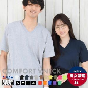 PRO CLUB プロクラブ Tシャツ メンズ 5.8オンス Vネック コンフォート 半袖Tシャツ #106 無地 大きいサイズ 綿 USAモデル