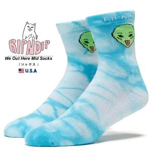 リップンディップ RIPNDIP クルーソックス メンズ 靴下 We Out Here Mid Socks ライトブルータイダイ ストリート系 ブランド｜deep