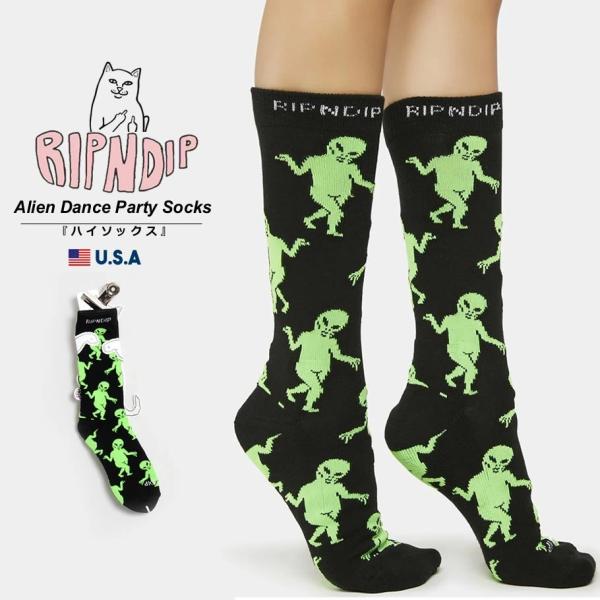 RIPNDIP リップンディップ クルーソックス メンズ 靴下 Alien Dance Party ...