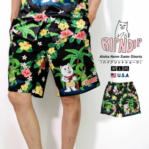 リップンディップ ボードショーツ スイムパンツ メンズ 水着 総柄 RIPNDIP Aloha Ne...