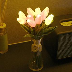 ブーケライト フラワー インテリア LED チューリップ 造花 花束 プレゼント　15本単 5電池2個｜deepark-store